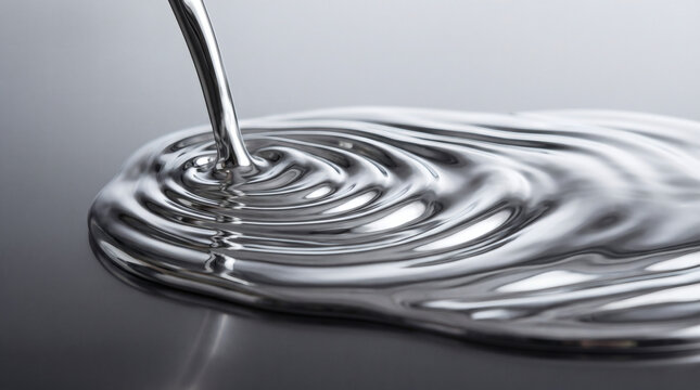 Concentric ripples in a pool of liquid mercury
