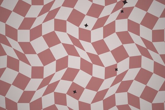 Warped Checkerboard Pattern with Star Shapes