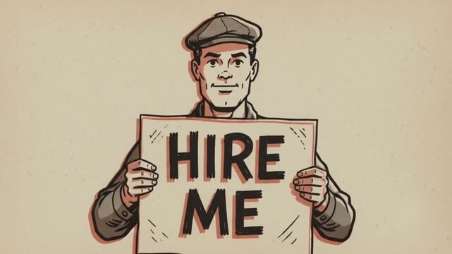 Workers holding signs asking for employment and new job opportunities