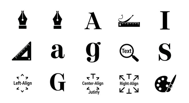 Graphic design elements with displays collection graphic typography alignment editorial graphics creative symbols letters layout format with icons