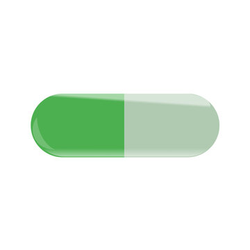 Green Medical Capsule Pill Vector Illustration Isolated on Transparent Background