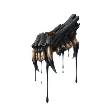 Dark Fantasy Monster Jaw with Dripping Black Slime