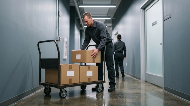 Staff sort unresolved customer returns in a service corridor