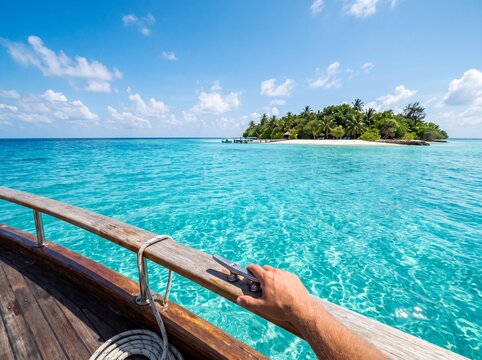 boat on the tropical beach with a beautifull view