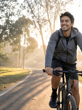 young man riding a bike