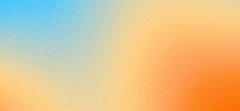 Abstract vibrant orange and blue gradient background with grainy noise texture. Warm sunset tones. Blurred backdrop. Soft colorful modern wallpaper
