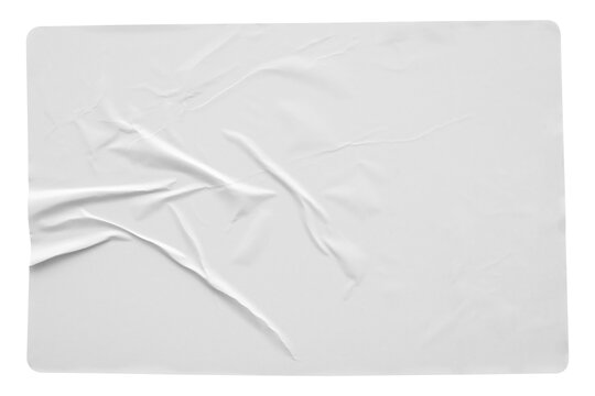 White crumpled sticker paper texture isolated on white background