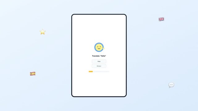 Mobile App Language Translator Interface Animation