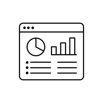 Web Browser with Analytics Dashboard Charts Icon