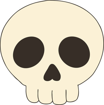 Cute spooky human skull head illustration with dark eye sockets for Halloween celebration and creepy design