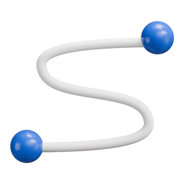 3D Minimal Curved Path with Blue Connection Spheres