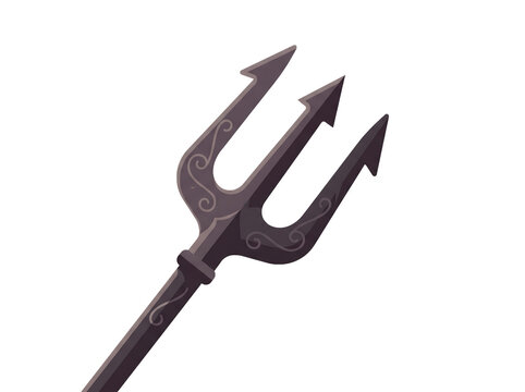 Halloween devil trident weapon illustration isolated on white background for fantasy game design
