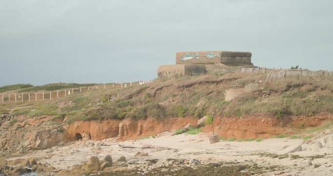 The historic naval coastal battery of Gavres (Lo 335), located south of Lorient in Brittany, France. The facility is part of the former Atlantic Wall from the Second World War.