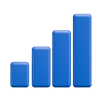 3D Blue Bar Chart for Growth and Financial Data Analysis
