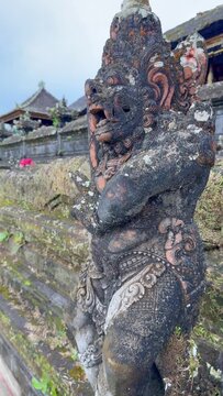Typical statue in Besakih Temple is a pura Hindu temple in the village of Besakih, Indonesia