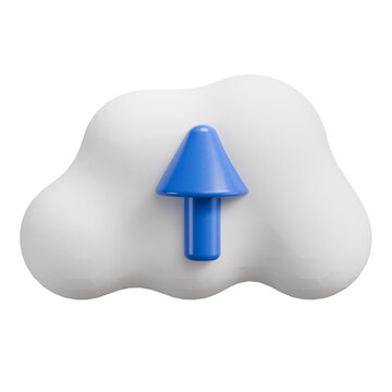 3D Cloud Upload Icon with Blue Arrow