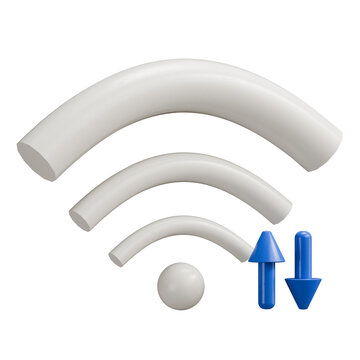 3D Wifi Icon with Upload and Download Arrows