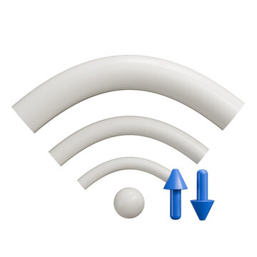 3D Wi-Fi Icon with Upload and Download Data Arrows