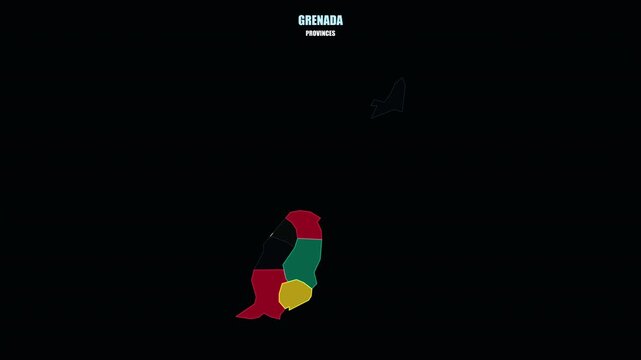 Glowing Grenada Regions Assemble into Country Shape on World Map