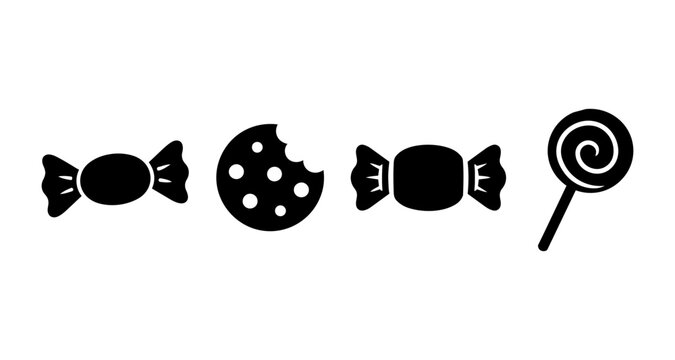 candy and confectionery icons set sweets cookie lollipop vector illustration