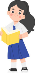Girl in School Uniform Reading a Book