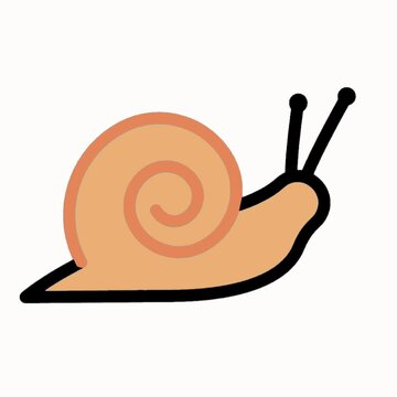 Cute Snail with Spiral Shell Icon, Slow Garden Mollusk Illustration