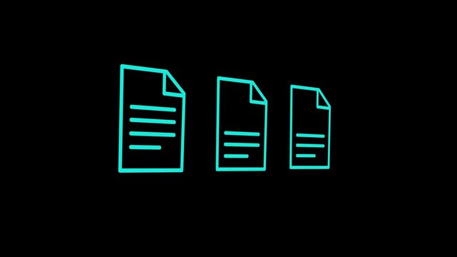 minimalist 3d document icon with text lines on alpha channel transparent background. Professional UI wireframe representing file loading, digital reports, or office paperwork.