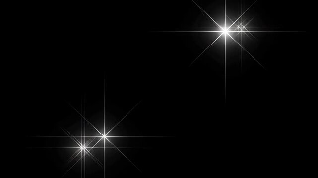 Star Lights闪烁 Across Black Background in Animated Motion Graphics Sequence with Glowing Lights and Twinkling Stars