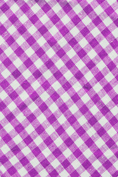 Magenta Print Scottish Square Cloth. Gingham Pattern Tartan Checked Plaids. Pastel Backgrounds For Tablecloths, Dresses, Skirts, Napkins, Textile Design. Breakfast Natural Linen Country Plaid Tartan
