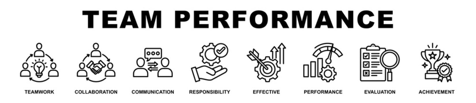 Team Performance banner web icons set vector illustration.
