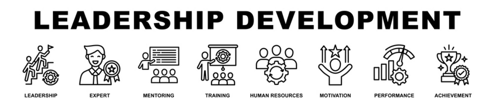 Leadership Development banner web icons set vector illustration.