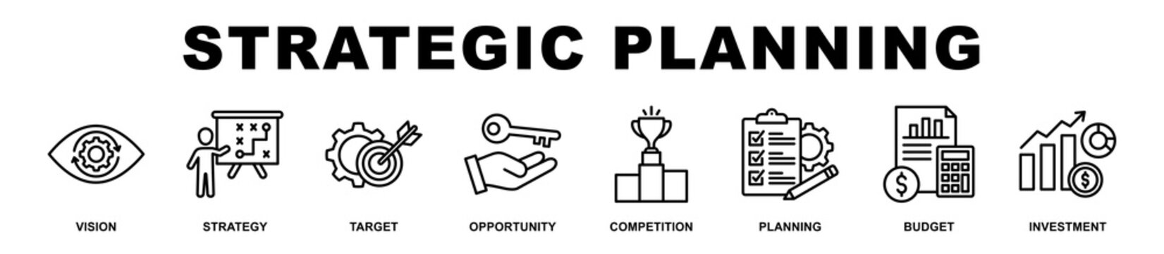 Strategic Planning banner web icons set vector illustration.