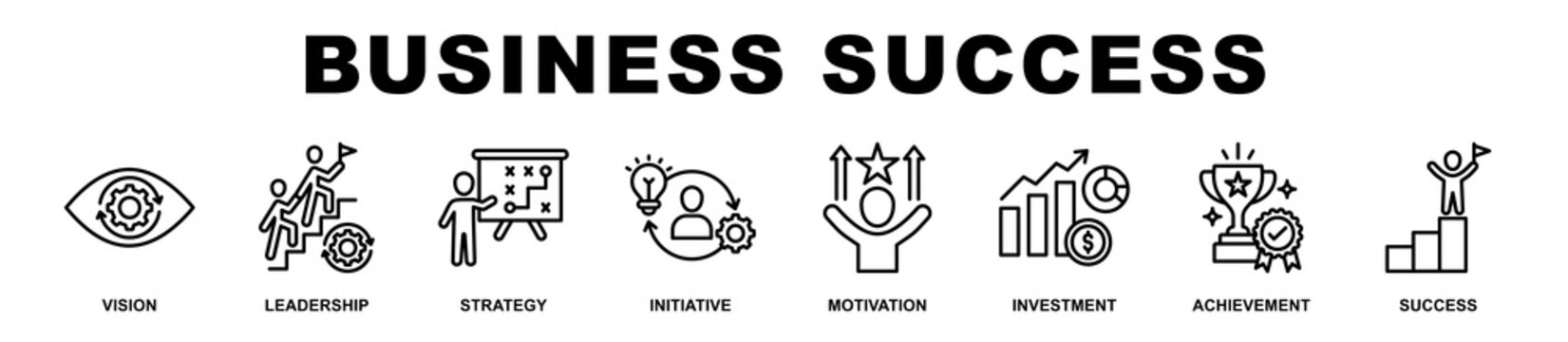 Business Success banner web icons set vector illustration.