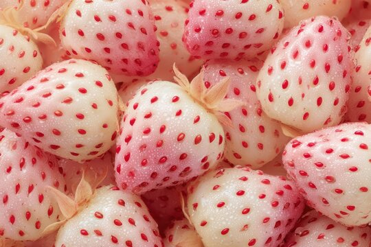 Fresh Pineberries with Pink Blush Dense Flat Lay