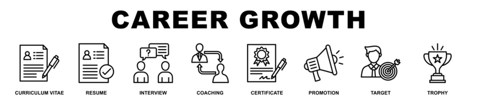 Career Growth banner web icons set vector illustration.