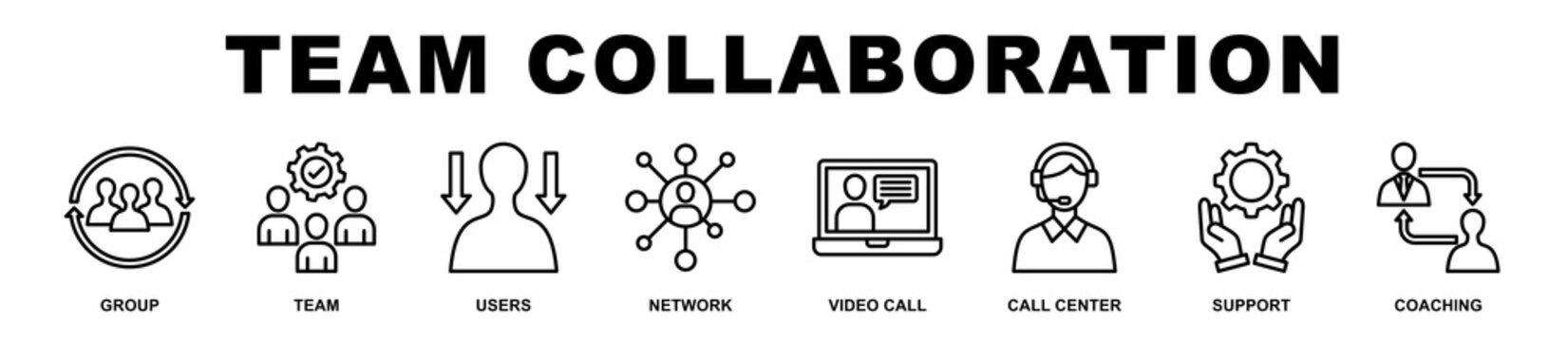 Team Collaboration banner web icons set vector illustration.