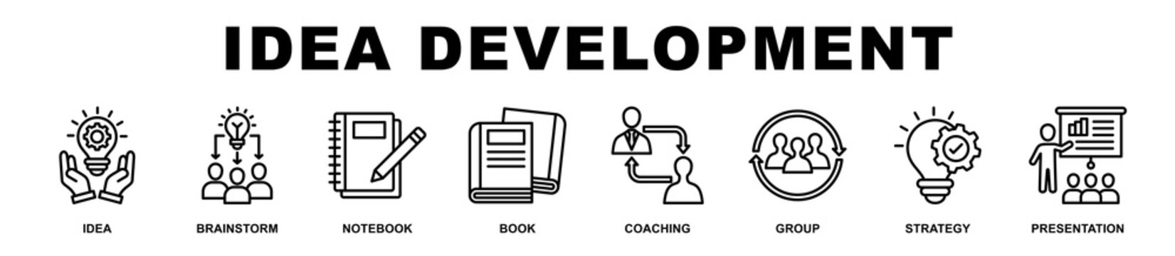 Idea Development banner web icons set vector illustration.