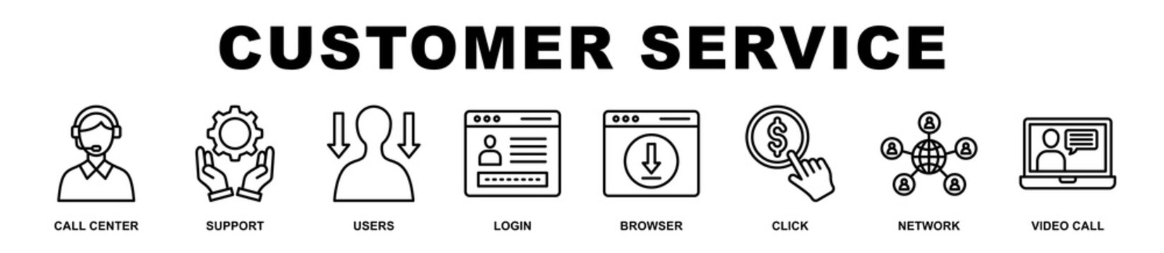 Customer Service banner web icons set vector illustration.