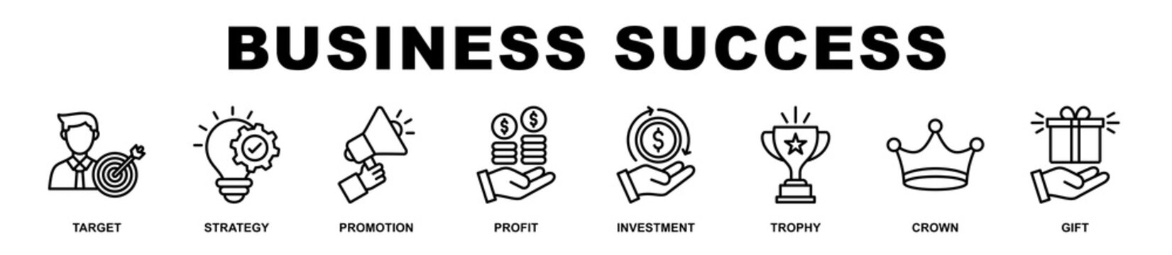 Business Success banner web icons set vector illustration.