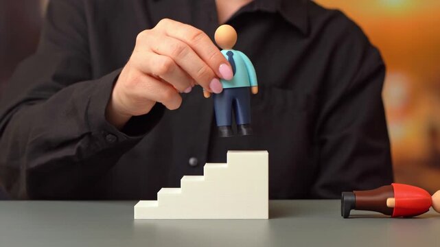 An office worker took over his opponent's position, knocking him off the top of his career. Corporate rivalry, career success, motivation, and business hierarchy. Competition, leadership replacement.