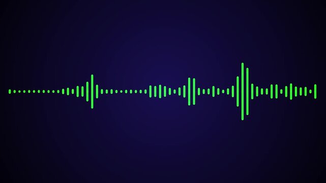 Abstract audio frequency waveform animation on transparent background, minimal music sound wave icon animation 4k video