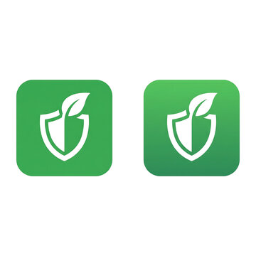 Modern Logo Badge with a Shield and a Growing Leaf