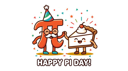 Fototapeta premium Happy Pi Day Cartoon Character Illustration Isolated on Transparent Background