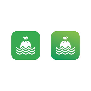 Modern Logo Badge with a Wave and a Trash Bag Silhouette