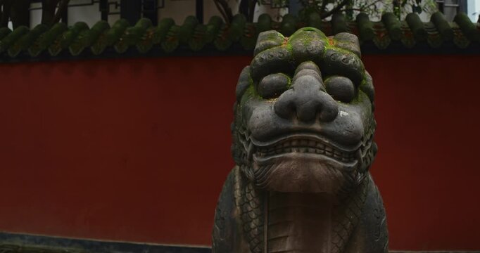 Chengdu, Sichuan, China. Stone Sculptures Of Kylins Or Qilin At Tomb Passage