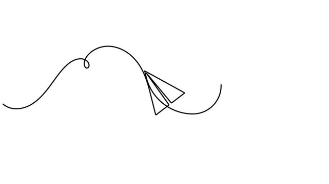 Animated speech bubble with sending paper plane icon sign continuous one line drawing moving on white background minimalist delivery of notification and mail symbol animation