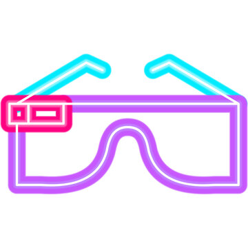 Virtual Reality Glasses Neon Sign. Vector Illustration of VR Technology Video Object.