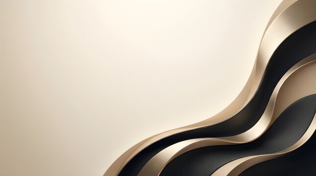 Abstract wavy lines in gradient beige and black background