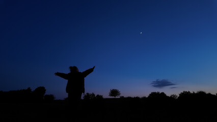 Amateur astronomer enjoying observing stars, planets, Moon and other celestial objects. © astrosystem