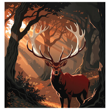 vector illustration of a deer